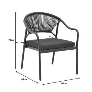 pak-152-000018-8 ΠΟΛΥΘΡΟΝΑ JERQUI PAKOWORLD WICKER RATTAN ΜΑΥΡΟ-ΜΕΤΑΛΛΙΚΟ ΜΑΥΡΟ ΠΟΔΙ-ΜΑΥΡΟ ΜΑΞΙΛΑΡΙ 60X64X78ΕΚ