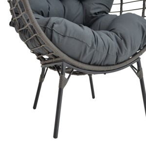 pak-152-000020-7 ΠΟΛΥΘΡΟΝΑ NESTIE  PAKOWORLD WICKER RATTAN ΓΚΡΙ-ΜΕΤΑΛΛΙΚΟ ΓΚΡΙ ΠΟΔΙ-ΓΚΡΙ ΜΑΞΙΛΑΡΙ 102X80X155ΕΚ