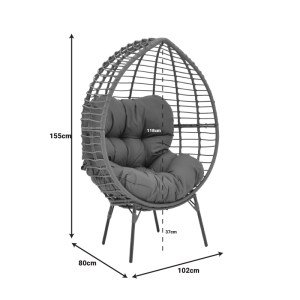 pak-152-000020-8 ΠΟΛΥΘΡΟΝΑ NESTIE  PAKOWORLD WICKER RATTAN ΓΚΡΙ-ΜΕΤΑΛΛΙΚΟ ΓΚΡΙ ΠΟΔΙ-ΓΚΡΙ ΜΑΞΙΛΑΡΙ 102X80X155ΕΚ