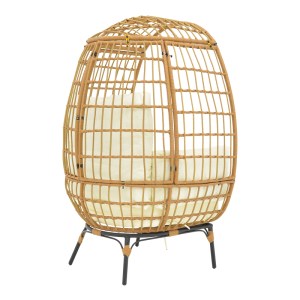 pak-152-000021-1 ΠΟΛΥΘΡΟΝΑ FROX PAKOWORLD WICKER RATTAN ΦΥΣΙΚΟ-ΜΕΤΑΛΛΙΚΟ ΦΥΣΙΚΟ-ΜΑΥΡΟ ΠΟΔΙ-ΜΠΕΖ ΜΑΞΙΛΑΡΙ 96X76X145ΕΚ