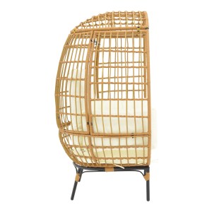 pak-152-000021-2 ΠΟΛΥΘΡΟΝΑ FROX PAKOWORLD WICKER RATTAN ΦΥΣΙΚΟ-ΜΕΤΑΛΛΙΚΟ ΦΥΣΙΚΟ-ΜΑΥΡΟ ΠΟΔΙ-ΜΠΕΖ ΜΑΞΙΛΑΡΙ 96X76X145ΕΚ