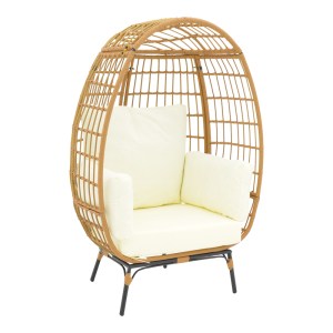 pak-152-000021 ΠΟΛΥΘΡΟΝΑ FROX PAKOWORLD WICKER RATTAN ΦΥΣΙΚΟ-ΜΕΤΑΛΛΙΚΟ ΦΥΣΙΚΟ-ΜΑΥΡΟ ΠΟΔΙ-ΜΠΕΖ ΜΑΞΙΛΑΡΙ 96X76X145ΕΚ