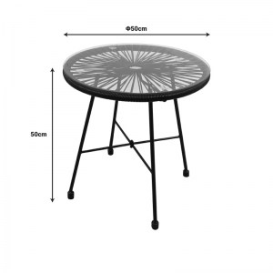 pak-152-000039-1 ΤΡΑΠΕΖΙ ACAPULCO PAKOWORLD ΜΑΥΡΟ ΜΕΤΑΛΛΟ - PE RATTAN ΣΕ ΜΑΥΡΗ ΑΠΟΧΡΩΣΗ Φ50X50ΕΚ