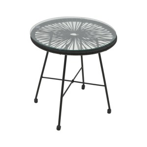 pak-152-000039-2 ΤΡΑΠΕΖΙ ACAPULCO PAKOWORLD ΜΑΥΡΟ ΜΕΤΑΛΛΟ - PE RATTAN ΣΕ ΜΑΥΡΗ ΑΠΟΧΡΩΣΗ Φ50X50ΕΚ