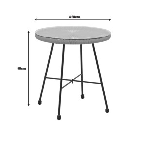 pak-152-000039-3 ΤΡΑΠΕΖΙ ACAPULCO PAKOWORLD ΜΑΥΡΟ ΜΕΤΑΛΛΟ - PE RATTAN ΣΕ ΜΑΥΡΗ ΑΠΟΧΡΩΣΗ Φ50X50ΕΚ