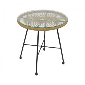 pak-152-000040-2 ΤΡΑΠΕΖΙ ACAPULCO PAKOWORLD ΜΑΥΡΟ ΜΕΤΑΛΛΟ - PE RATTAN ΣΕ ΦΥΣΙΚΗ ΑΠΟΧΡΩΣΗ Φ50X50ΕΚ