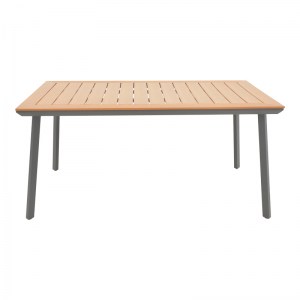 pak-152-000052-1 ΤΡΑΠΕΖΙ GRIFFITH PAKOWORLD ΜΑΥΡΟ ΑΛΟΥΜΙΝΙΟ ΚΑΙ PLYWOOD ΣΕ ΦΥΣΙΚΗ ΑΠΟΧΡΩΣΗ 160X80X74ΕΚ