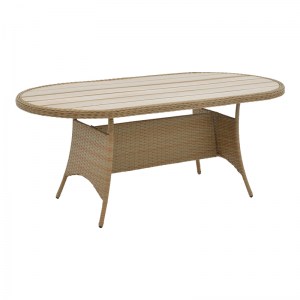 pak-152-000063-4 TΡΑΠΕΖΑΡΙΑ HADRIAN-KEIR PAKOWORLD ΣΕΤ 7ΤΕΜ ΚΑΦΕ RATTAN-ΜΠΕΖ TEXTILENE-ΚΑΦΕ ΑΛΟΥΜΙΝΙΟ 180X90X72ΕΚ