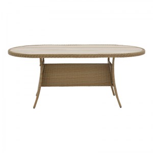 pak-152-000063-5 TΡΑΠΕΖΑΡΙΑ HADRIAN-KEIR PAKOWORLD ΣΕΤ 7ΤΕΜ ΚΑΦΕ RATTAN-ΜΠΕΖ TEXTILENE-ΚΑΦΕ ΑΛΟΥΜΙΝΙΟ 180X90X72ΕΚ