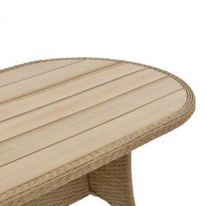 pak-152-000063-6 TΡΑΠΕΖΑΡΙΑ HADRIAN-KEIR PAKOWORLD ΣΕΤ 7ΤΕΜ ΚΑΦΕ RATTAN-ΜΠΕΖ TEXTILENE-ΚΑΦΕ ΑΛΟΥΜΙΝΙΟ 180X90X72ΕΚ