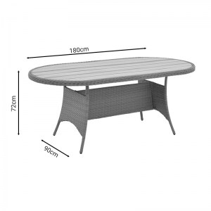 pak-152-000063-9 TΡΑΠΕΖΑΡΙΑ HADRIAN-KEIR PAKOWORLD ΣΕΤ 7ΤΕΜ ΚΑΦΕ RATTAN-ΜΠΕΖ TEXTILENE-ΚΑΦΕ ΑΛΟΥΜΙΝΙΟ 180X90X72ΕΚ