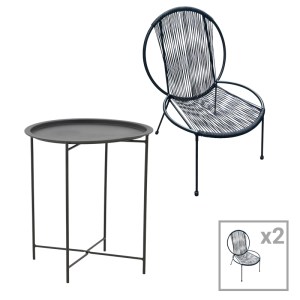pak-152-000067 TΡΑΠΕΖΑΡΙΑ DAPPER-CAIUS PAKOWORLD ΣΕΤ 3ΤΕΜ ΜΑΥΡΟ ΜΕΤΑΛΛΟ-ΜΑΥΡΟ PE Φ46X52ΕΚ
