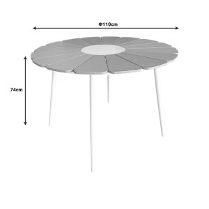 pak-152-000090-3 ΤΡΑΠΕΖΙ PINAP PAKOWORLD ΛΕΥΚΟ ΑΛΟΥΜΙΝΙΟ ΚΑΙ PLYWOOD ΣΕ ΦΥΣΙΚΗ ΑΠΟΧΡΩΣΗ Φ110X74ΕΚ
