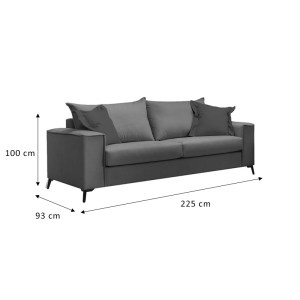 pak-168-000082-3 ΚΑΝΑΠΕΣ VERONA 3ΘΕΣΙΟΣ ΑΝΟΙΧΤΟ ΓΚΡΙ ΥΦΑΣΜΑ ΜΕ ΜΑΞΙΛΑΡΙΑ ΣΕ ΜΠΛΕ ΑΠΟΧΡΩΣΗ 225X93X100ΕΚ