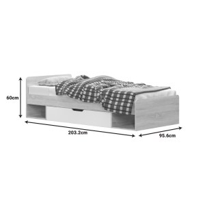 pak-173-000049-1 ΚΡΕΒΑΤΙ ΜΟΝΟ ΜΕ ΣΥΡΤΑΡΙ LETTO PAKOWORLD ΣΕ OAK - ΛΕΥΚΟ ΑΠΟΧΡΩΣΗ 90X200ΕΚ