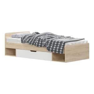 pak-173-000049 ΚΡΕΒΑΤΙ ΜΟΝΟ ΜΕ ΣΥΡΤΑΡΙ LETTO PAKOWORLD ΣΕ OAK - ΛΕΥΚΟ ΑΠΟΧΡΩΣΗ 90X200ΕΚ