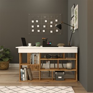 pak-176-000010-2 ΓΡΑΦΕΙΟ ΓΩΝΙΑΚΟ ROSALINE PAKOWORLD ΛΕΥΚΟ-OAK 129X120X72ΕΚ