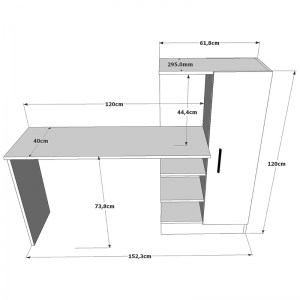 pak-176-000019-3 ΓΡΑΦΕΙΟ-ΡΑΦΙΕΡΑ KARY PAKOWORLD ΜΑΥΡΟ-OAK 152,5X40X120ΕΚ