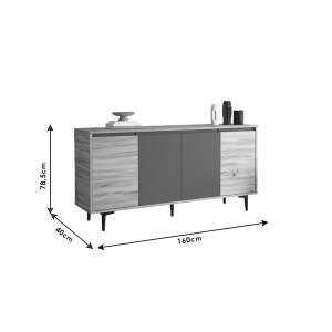 pak-176-000036-5 ΜΠΟΥΦΕΣ AUGUSTA PAKOWORLD OAK-ΑΝΘΡΑΚΙ 160X40X78.5ΕΚ