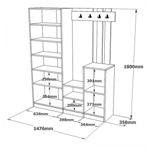 pak-176-000130-2 ΕΠΙΠΛΟ ΕΙΣΟΔΟΥ DOORSE PAKOWORLD ΜΕΛΑΜΙΝΗΣ ΛΕΥΚΟ-SONOMA 147.5X35X180ΕΚ