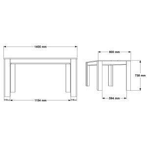 pak-176-000194-3 ΤΡΑΠΕΖΙ SEPEN PAKOWORLD ΣΕ ΦΥΣΙΚΗ-ΛΕΥΚΗ ΑΠΟΧΡΩΣΗ 140X80X74ΕΚ