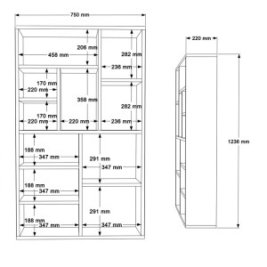 pak-176-000200-3 ΒΙΒΛΙΟΘΗΚΗ BOTECA 10ΘΕΣΕΩΝ PAKOWORLD ΣΕ ΦΥΣΙΚΗ-ΛΕΥΚΗ ΑΠΟΧΡΩΣΗ 75X22X123.6ΕΚ