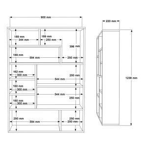 pak-176-000203-3 ΒΙΒΛΙΟΘΗΚΗ DECORA PAKOWORLD ΣΕ ΦΥΣΙΚΗ-ΑΝΘΡΑΚΙ ΑΠΟΧΡΩΣΗ 90X22X123.6ΕΚ