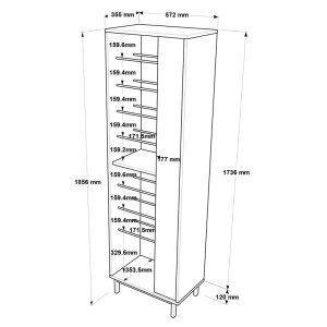 pak-176-000206-5 ΠΑΠΟΥΤΣΟΘΗΚΗ SCARPIERA 9ΘΕΣΕΩΝ PAKOWORLD ΣΕ ΦΥΣΙΚΗ-ΛΕΥΚΗ ΑΠΟΧΡΩΣΗ 57.2X35.5X185.6ΕΚ