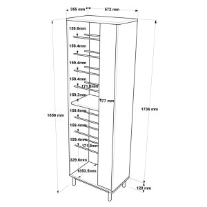 pak-176-000207-5 ΠΑΠΟΥΤΣΟΘΗΚΗ SCARPIERA 9ΘΕΣΕΩΝ PAKOWORLD ΣΕ ΦΥΣΙΚΟ-ΑΝΘΡΑΚΙ ΑΠΟΧΡΩΣΗ 57.2X35.5X185.6ΕΚ