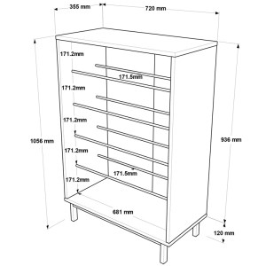 pak-176-000210-4 ΠΑΠΟΥΤΣΟΘΗΚΗ KINGA 5ΡΑΦΙΩΝ PAKOWORLD ΣΕ ΑΝΘΡΑΚΙ ΑΠΟΧΡΩΣΗ 72X35.5X105.6ΕΚ