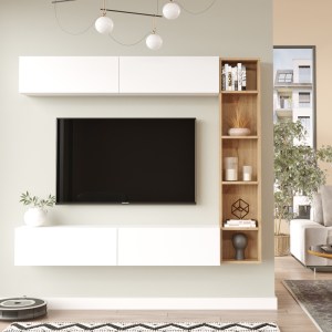 pak-176-000217-1 ΣΥΝΘΕΣΗ ΣΑΛΟΝΙΟΥ COMPO ΕΠΙΤΟΙΧΙΟ PAKOWORLD ΣΕ ΦΥΣΙΚΟ-ΛΕΥΚΟ ΑΠΟΧΡΩΣΗ 169,10X25,8X143.5ΕΚ