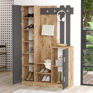 pak-176-000220-1 ΕΠΙΠΛΟ ΕΙΣΟΔΟΥ SARON ΜΕ ΚΑΘΡΕΠΤΗ PAKOWORLD ΣΕ ΦΥΣΙΚΟ-ΑΝΘΡΑΚΙ ΑΠΟΧΡΩΣΗ 113X35X180ΕΚ