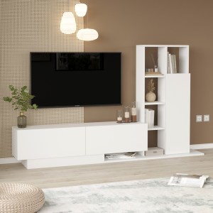 pak-176-000225-1 ΣΥΝΘΕΤΟ ΣΑΛΟΝΙΟΥ DAMON PAKOWORLD ΣΕ ΛΕΥΚΗ ΑΠΟΧΡΩΣΗ 140X29.5X39.5ΕΚ
