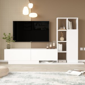 pak-176-000225-2 ΣΥΝΘΕΤΟ ΣΑΛΟΝΙΟΥ DAMON PAKOWORLD ΣΕ ΛΕΥΚΗ ΑΠΟΧΡΩΣΗ 140X29.5X39.5ΕΚ