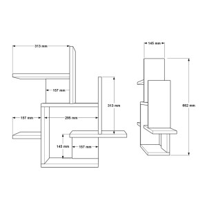 pak-176-000227-4 ΡΑΦΙΕΡΑ ΤΟΙΧΟΥ NOGARA PAKOWORLD ΣΕ ΦΥΣΙΚΗ-ΛΕΥΚΗ ΑΠΟΧΡΩΣΗ 62.6X14.5X66.2ΕΚ