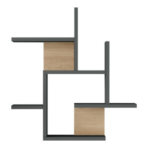 pak-176-000228-3 ΡΑΦΙΕΡΑ ΤΟΙΧΟΥ NOGARA PAKOWORLD ΣΕ ΦΥΣΙΚΗ-ΑΝΘΡΑΚΙ ΑΠΟΧΡΩΣΗ 62.6X14.5X66.2ΕΚ
