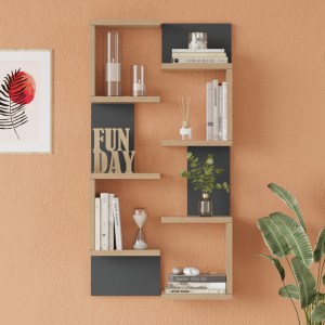 pak-176-000230-2 ΡΑΦΙΕΡΑ ΤΟΙΧΟΥ POMAR PAKOWORLD ΣΕ ΦΥΣΙΚΗ-ΑΝΘΡΑΚΙ ΑΠΟΧΡΩΣΗ 47.2X14.5X92.5ΕΚ