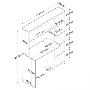 pak-182-000033-5 ΓΡΑΦΕΙΟ ΕΡΓΑΣΙΑΣ-ΡΑΦΙΕΡΑ JANSON PAKOWORLD ΛΕΥΚΟ 113X40X142ΕΚ