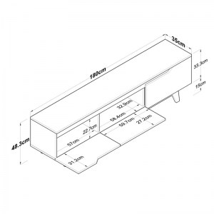 pak-182-000039-2 ΕΠΙΠΛΟ ΤΗΛΕΟΡΑΣΗΣ KASANDRA PAKOWORLD ΜΑΥΡΟ ΜΑΡΜΑΡΟΥ-ΚΑΡΥΔΙ180X35X48.3ΕΚ