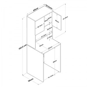 pak-182-000051-7 ΣΕΤ ΜΠΑΝΙΟΥ RASMUS PAKOWORLD ΑΝΘΡΑΚΙ-ΦΥΣΙΚΟ 65X60X183.6ΕΚ.