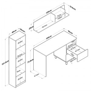 pak-182-000059-8 ΓΡΑΦΕΙΟ ΜΕ ΒΙΒΛΙΟΘΗΚΗ GOLDIE PAKOWORLD ΛΕΥΚΟ-ΦΥΣΙΚΟ 160X50X161.8ΕΚ