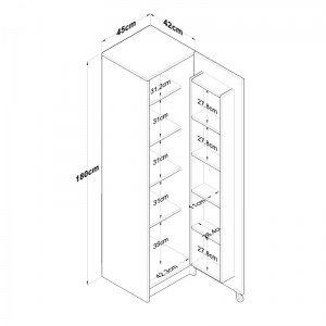 pak-182-000066-5 ΝΤΟΥΛΑΠΑ ΚΟΥΖΙΝΑΣ AMRE PAKOWORLD ΛΕΥΚΟ 45X42X180ΕΚ