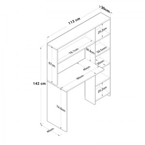 pak-182-000068-3 ΓΡΑΦΕΙΟ ΜΕ ΒΙΒΛΙΟΘΗΚΗ BOOKIE PAKOWORLD SONOMA 113X40X142ΕΚ