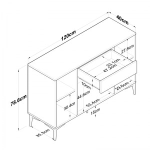 pak-182-000076-5 ΜΠΟΥΦΕΣ LUTHER PAKOWORLD ΛΕΥΚΟ ΜΕΛΑΜΙΝΗΣ-ΠΟΔΙ ΜΑΥΡΟ ΜΕΤΑΛΛΟ 120X40X78.5ΕΚ