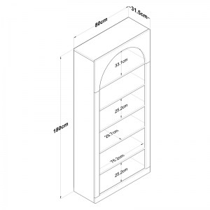 pak-182-000078-5 ΒΙΒΛΙΟΘΗΚΗ ZOEL PAKOWORLD ΛΕΥΚΟ ΜΕΛΑΜΙΝΗΣ 80X31.5X180ΕΚ