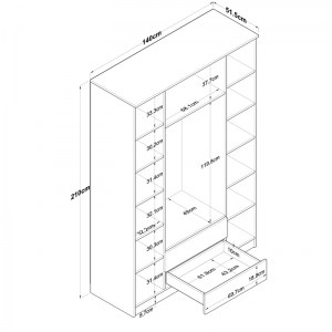 pak-182-000087-4 ΝΤΟΥΛΑΠΑ ΤΕΤΡΑΦΥΛΛΗ ΜΕ ΚΑΘΡΕΠΤΗ RERSIN PAKOWORLD ΛΕΥΚΟ ΚΑΡΥΔΙ ΜΕΛΑΜΙΝΗ 140X51.5X210ΕΚ