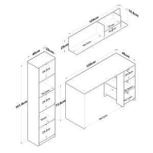 pak-182-000111-5 ΓΡΑΦΕΙΟ ΕΡΓΑΣΙΑΣ-ΒΙΒΛΙΟΘΗΚΗ LOTEK PAKOWORLD ΣΕ ΚΑΡΥΔΙ-ΛΕΥΚΟ ΑΠΟΧΡΩΣΗ 120X45X161.8ΕΚ