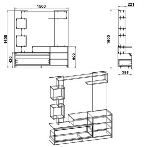 pak-184-000073-2 ΣΥΝΘΕΤΟ ΣΑΛΟΝΙΟΥ AIDEN PAKOWORLD SONOMA-ΛΕΥΚΟ 150X38.5X160ΕΚ