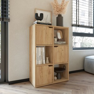 pak-184-000102-1 ΒΙΒΛΙΟΘΗΚΗ BOOKEL PAKOWORLD ΜΕΛΑΜΙΝΗΣ ΣΕ OAK ΑΠΟΧΡΩΣΗ 59.5X27.5X89ΕΚ