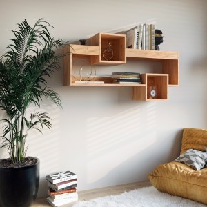 pak-184-000105-1 ΡΑΦΙΕΡΑ ΤΟΙΧΟΥ SHELLIE PAKOWORLD ΜΕΛΑΜΙΝΗΣ ΣΕ OAK ΑΠΟΧΡΩΣΗ 120X28X65ΕΚ